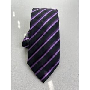 Alexander Julian Purple, Black Striped Pattern Handmade Tie NWOT